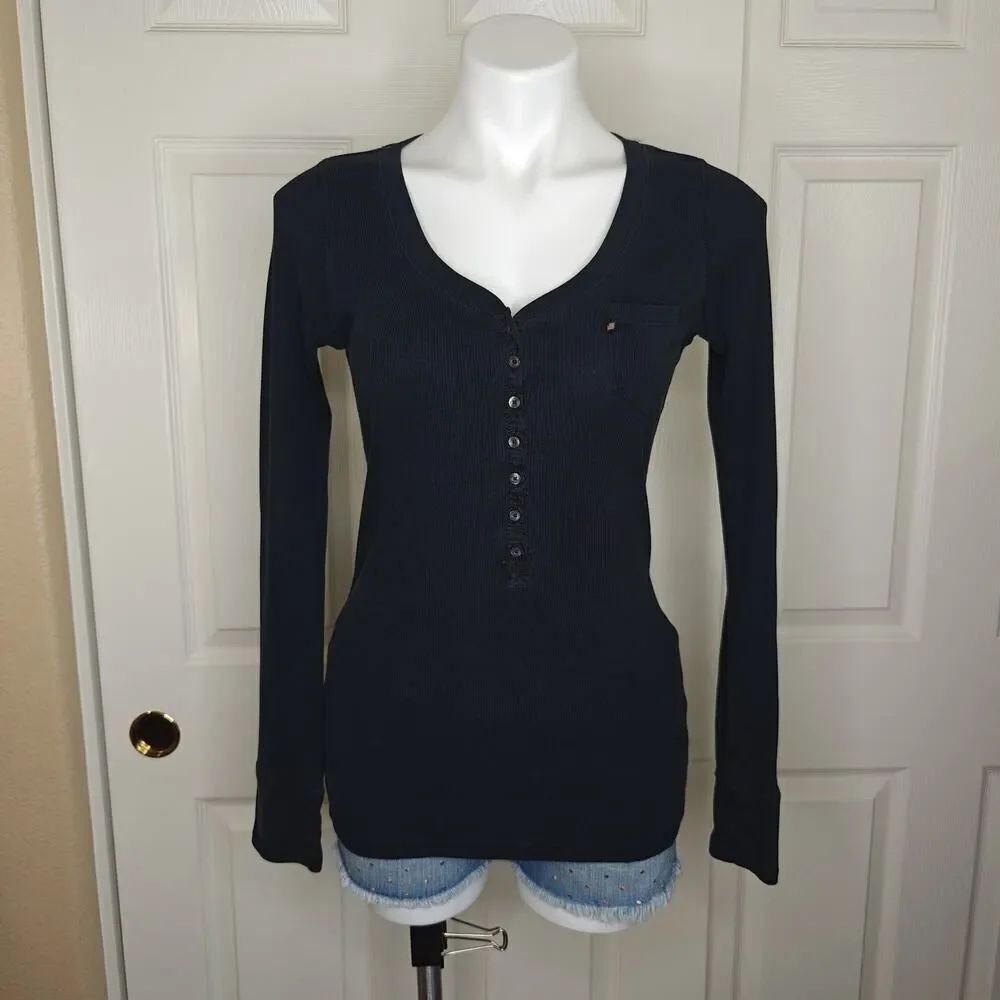 Vintage 90s Polo Jeans Company Ralph Lauren ribbed long sleeve Henley sz M